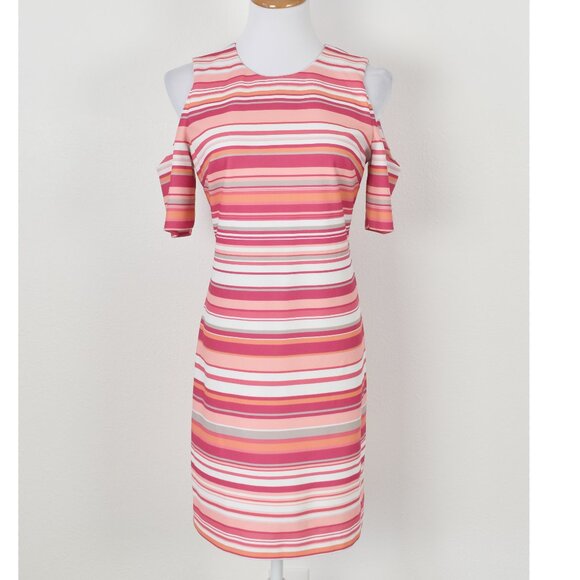 Calvin Klein Cold Shoulder Stripe Sheath Dress - 8 - Picture 2 of 9